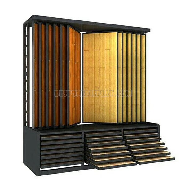 Hot Selling Wooden Flooring Tile Display Stand With Metal For Shop WSR-049