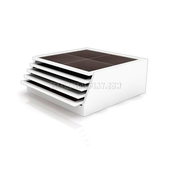 Special Design Wooden Flooring Tile Drawer Display With Metal For Logo Screen Printed WSR-48